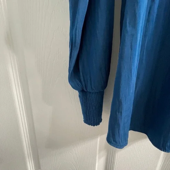 Chicos Peacock Blue Women's Long Sleeve Top High Mock Neck Size 2 - Picture 5 of 9